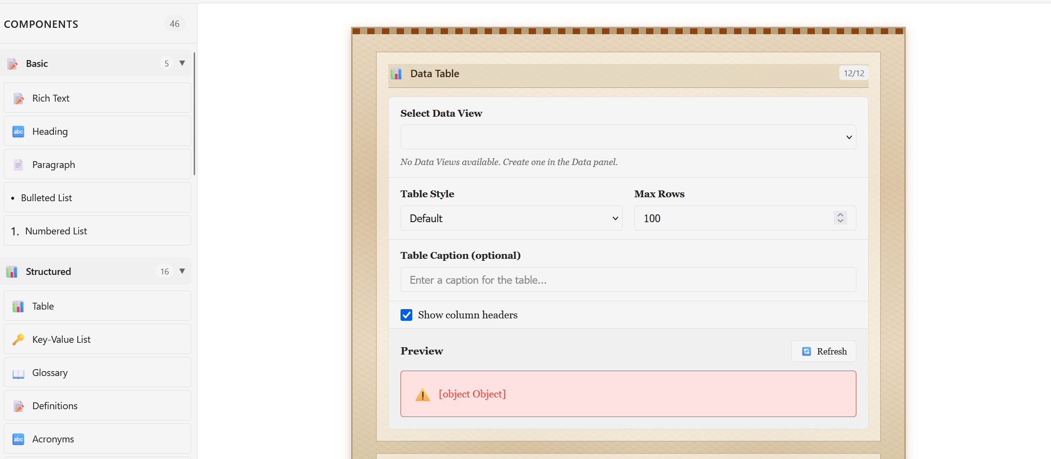 Lunapaper document builder interface